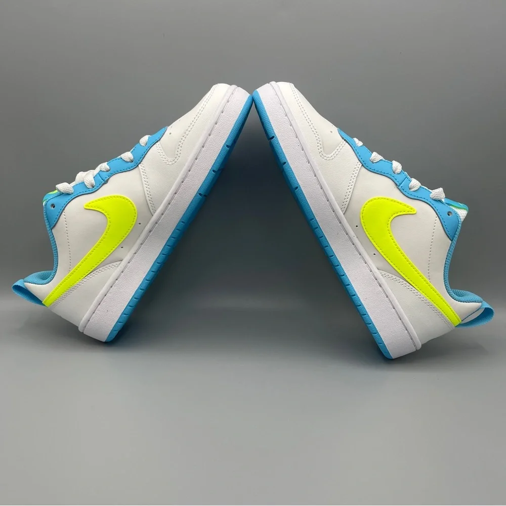 Nike Court Borough Low 2 GS /5Y 'White Baltic Blue Volt' Women's Size 6.5 - Picture 8 of 14